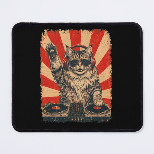 Item preview, Vintage DJ Siberian With Headphones Art Cat Owner designed and sold by DoodleTortle.