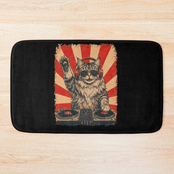 Item preview, Vintage DJ Siberian With Headphones Art Cat Owner designed and sold by DoodleTortle.