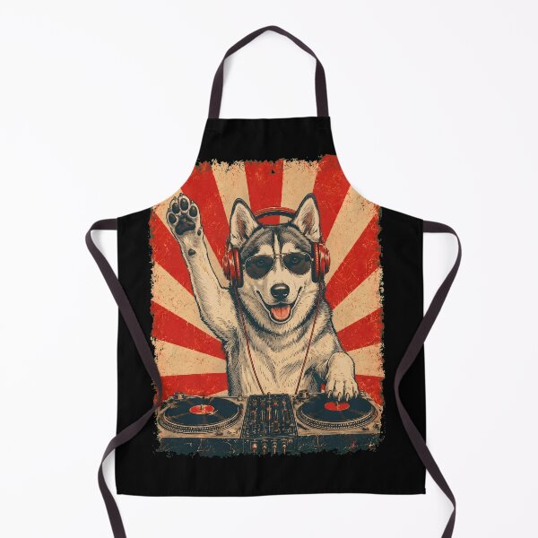 Item preview, Vintage DJ Siberian Husky With Headphones Art Dog Owner designed and sold by DoodleTortle.