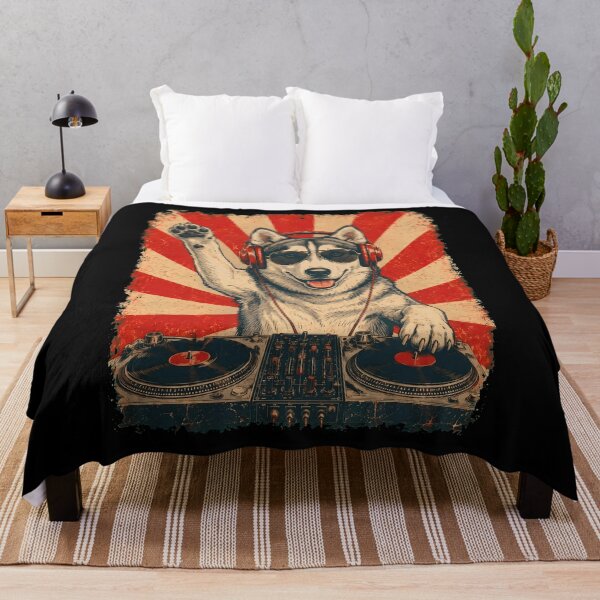 Item preview, Vintage DJ Siberian Husky With Headphones Art Dog Owner designed and sold by DoodleTortle.