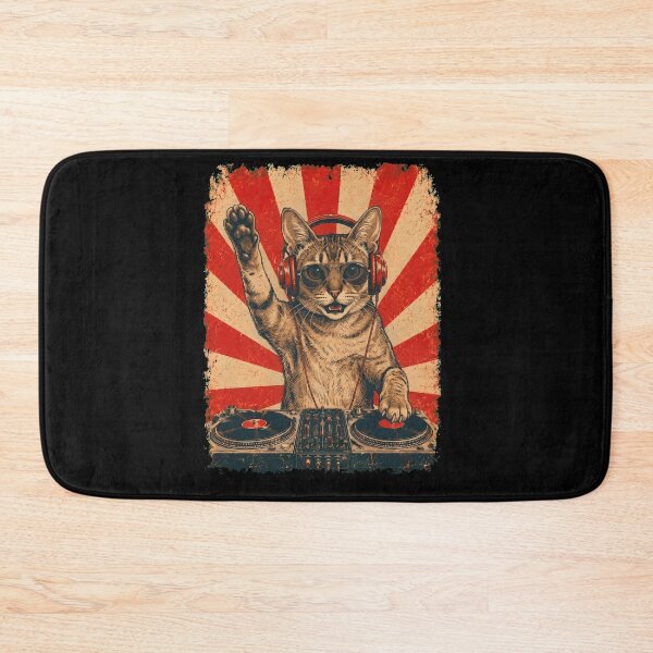 Item preview, Vintage DJ Singapura With Headphones Art Cat Owner designed and sold by DoodleTortle.