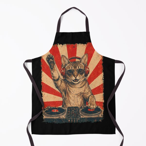 Item preview, Vintage DJ Singapura With Headphones Art Cat Owner designed and sold by DoodleTortle.