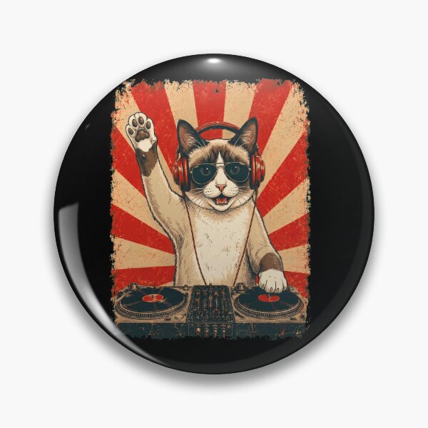 Item preview, Vintage DJ Snowshoe With Headphones Art Cat Owner designed and sold by DoodleTortle.