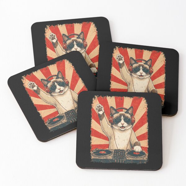 Item preview, Vintage DJ Snowshoe With Headphones Art Cat Owner designed and sold by DoodleTortle.