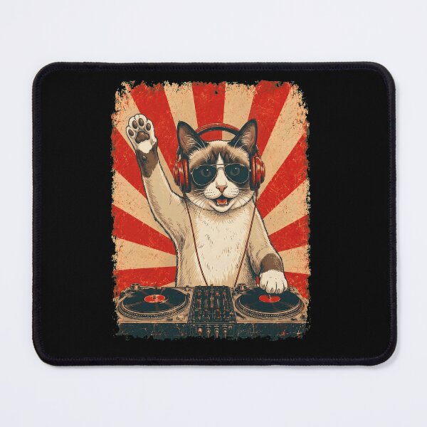 Item preview, Vintage DJ Snowshoe With Headphones Art Cat Owner designed and sold by DoodleTortle.