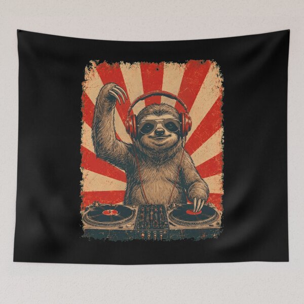 Item preview, Vintage DJ Sloth With Headphones Art Animal Lover designed and sold by DoodleTortle.