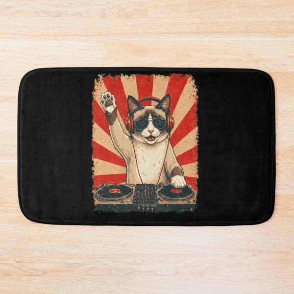 Item preview, Vintage DJ Snowshoe With Headphones Art Cat Owner designed and sold by DoodleTortle.