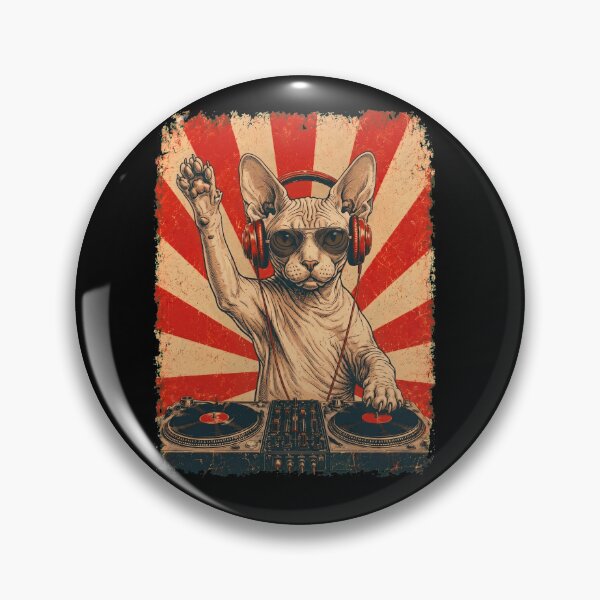 Item preview, Vintage DJ Sphynx With Headphones Art Cat Owner designed and sold by DoodleTortle.