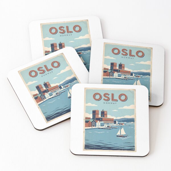 Item preview, Oslo Norway Vintage Travel Poster | Retro Waterfront Cityscape Wall Art designed and sold by Ar0undTheW0rld.