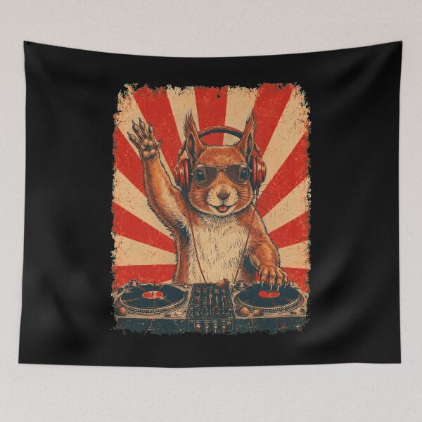 Item preview, Vintage DJ Squirrel With Headphones Art Animal Lover designed and sold by DoodleTortle.