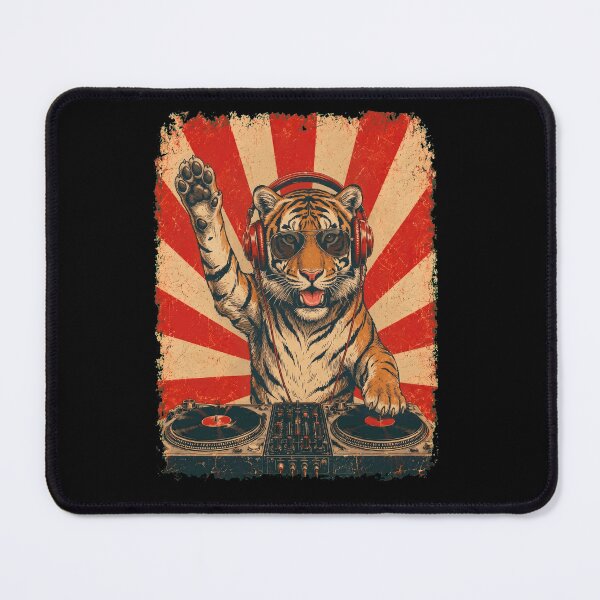 Item preview, Vintage DJ Tiger With Headphones Art Animal Lover designed and sold by DoodleTortle.