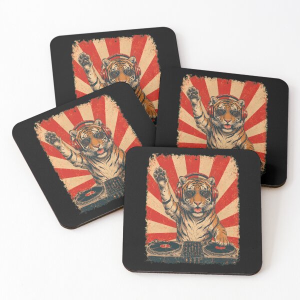 Item preview, Vintage DJ Tiger With Headphones Art Animal Lover designed and sold by DoodleTortle.
