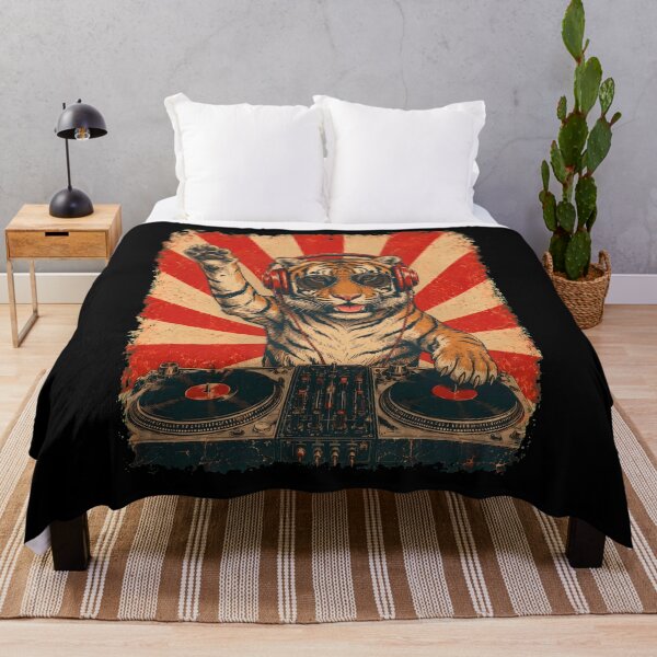 Item preview, Vintage DJ Tiger With Headphones Art Animal Lover designed and sold by DoodleTortle.