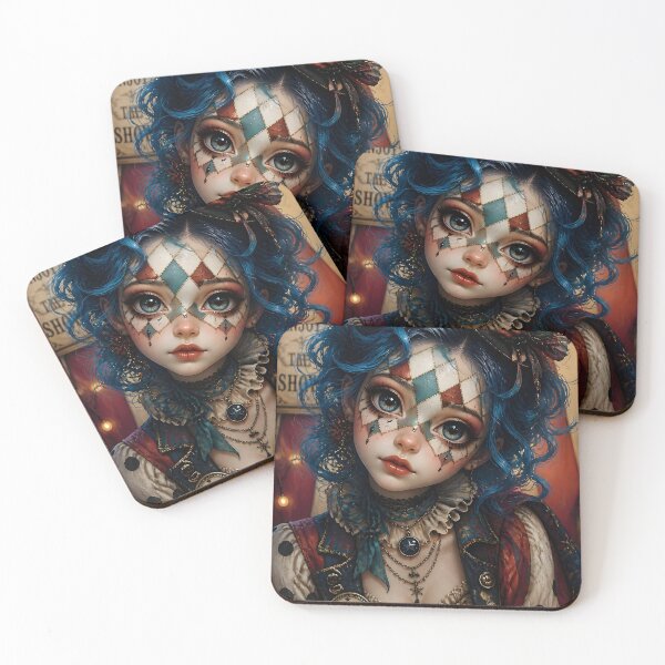 Item preview, Blue Bohemian Circus Clown Girl designed and sold by sigmaartstudio.