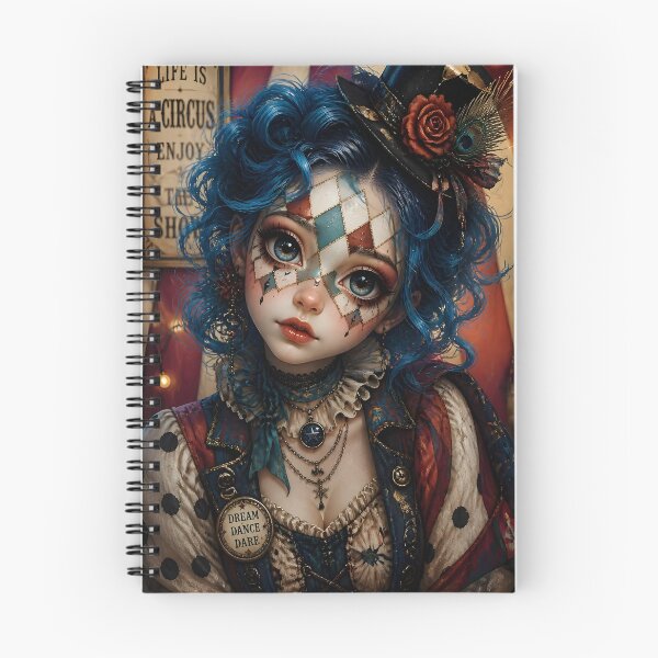 Item preview, Blue Bohemian Circus Clown Girl designed and sold by sigmaartstudio.