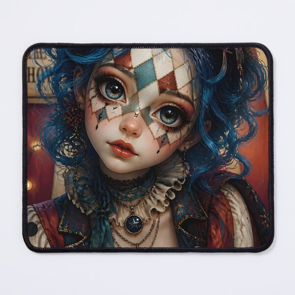 Item preview, Blue Bohemian Circus Clown Girl designed and sold by sigmaartstudio.