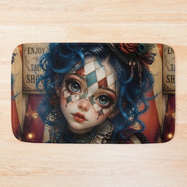 Item preview, Blue Bohemian Circus Clown Girl designed and sold by sigmaartstudio.
