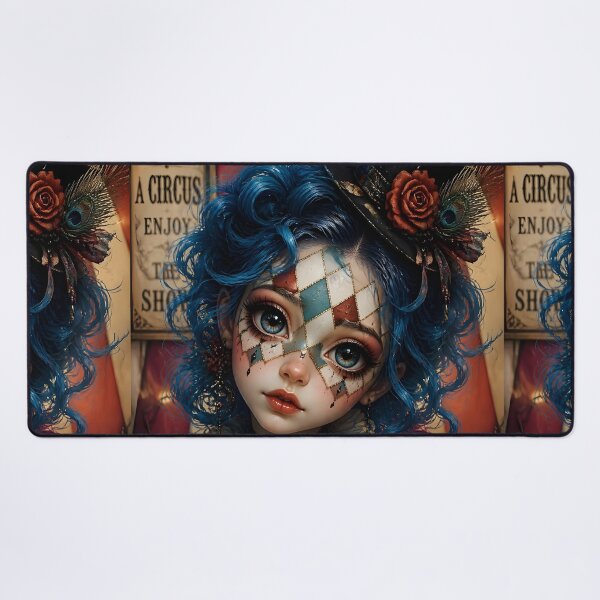 Item preview, Blue Bohemian Circus Clown Girl designed and sold by sigmaartstudio.