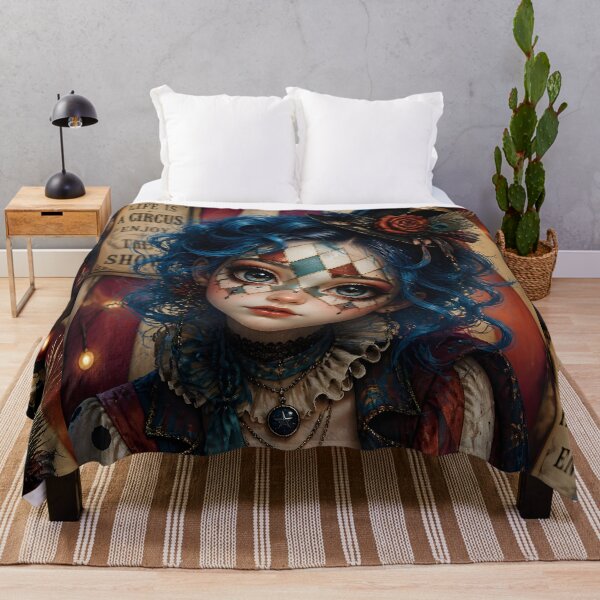 Item preview, Blue Bohemian Circus Clown Girl designed and sold by sigmaartstudio.