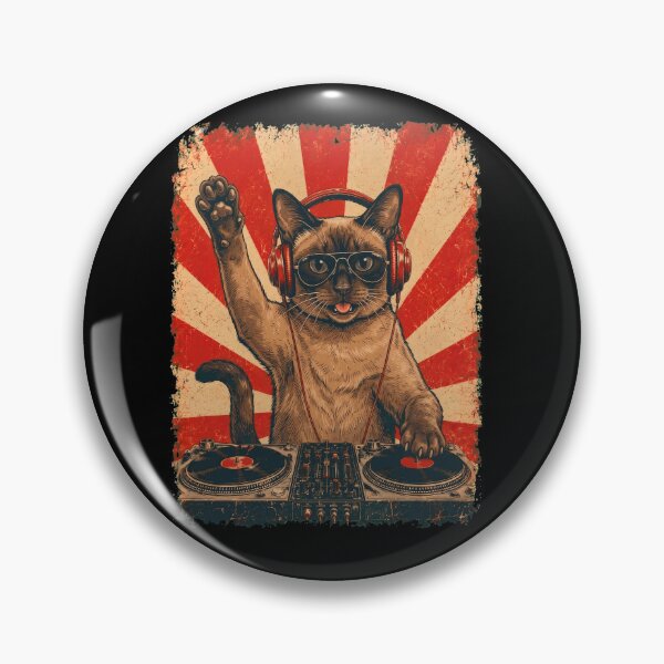 Item preview, Vintage DJ Tonkinese With Headphones Art Cat Owner designed and sold by DoodleTortle.