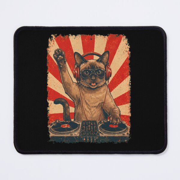 Item preview, Vintage DJ Tonkinese With Headphones Art Cat Owner designed and sold by DoodleTortle.
