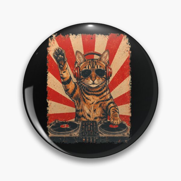 Item preview, Vintage DJ Toyger With Headphones Art Cat Owner designed and sold by DoodleTortle.