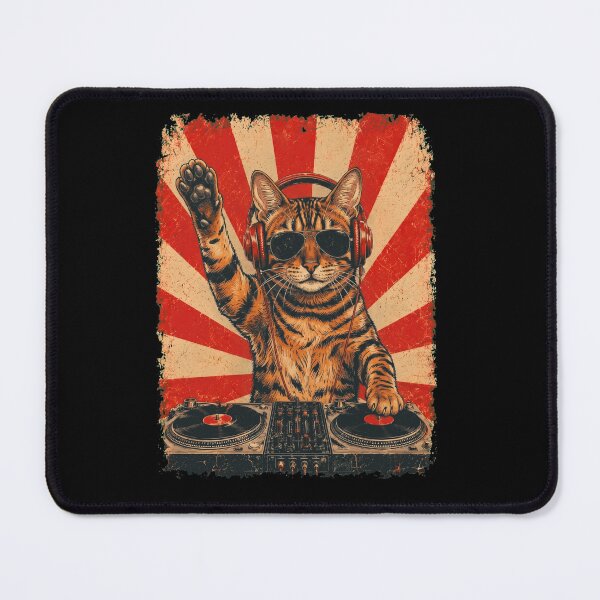 Item preview, Vintage DJ Toyger With Headphones Art Cat Owner designed and sold by DoodleTortle.