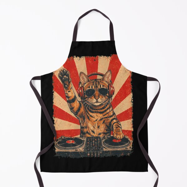 Item preview, Vintage DJ Toyger With Headphones Art Cat Owner designed and sold by DoodleTortle.