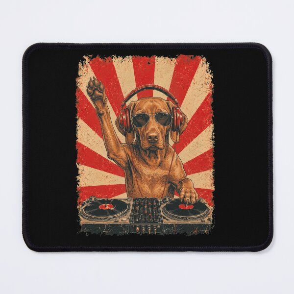 Item preview, Vintage DJ Vizsla With Headphones Art Dog Owner designed and sold by DoodleTortle.