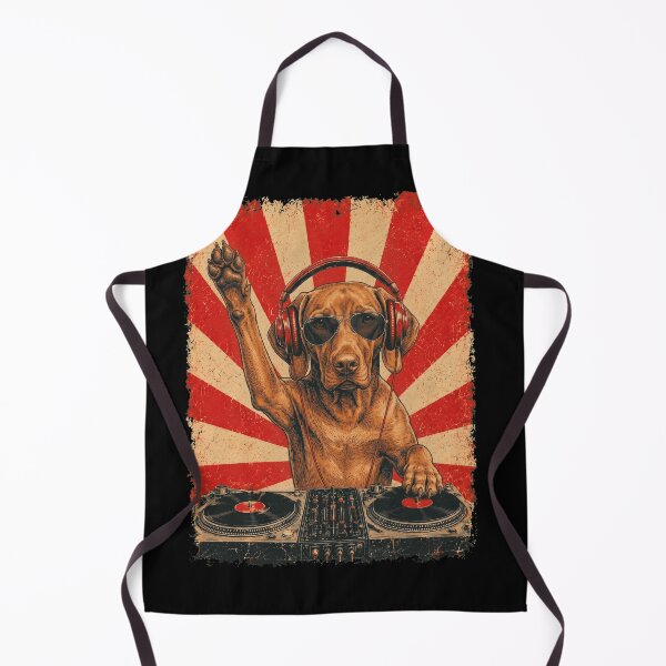 Item preview, Vintage DJ Vizsla With Headphones Art Dog Owner designed and sold by DoodleTortle.