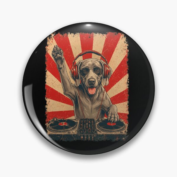 Item preview, Vintage DJ Weimaraner With Headphones Art Dog Owner designed and sold by DoodleTortle.