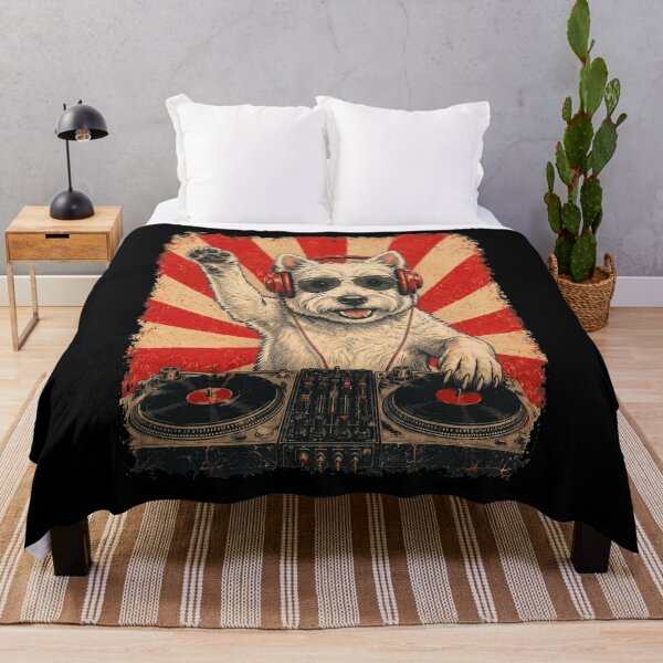 Item preview, Vintage DJ West Highland White Terrier With Headphones Art Dog Owner designed and sold by DoodleTortle.