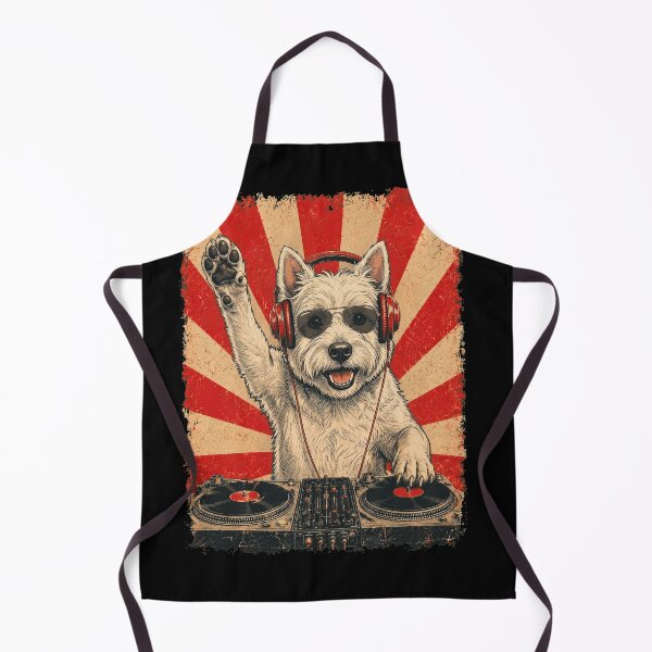 Item preview, Vintage DJ West Highland White Terrier With Headphones Art Dog Owner designed and sold by DoodleTortle.