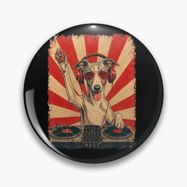 Item preview, Vintage DJ Whippet With Headphones Art Dog Owner designed and sold by DoodleTortle.