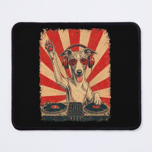 Item preview, Vintage DJ Whippet With Headphones Art Dog Owner designed and sold by DoodleTortle.