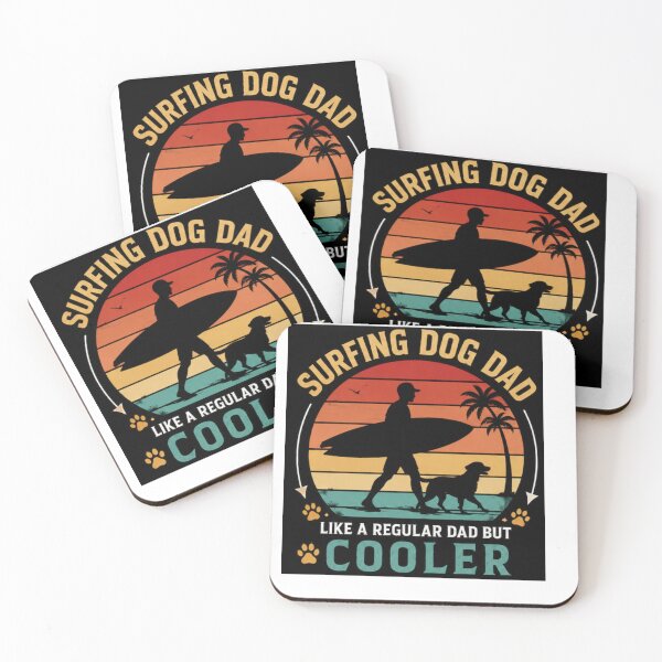 Item preview, Surfing Dog Dad Like A Regular Dad But Cooler Retro Beach Shirt designed and sold by PoojaArtLab.