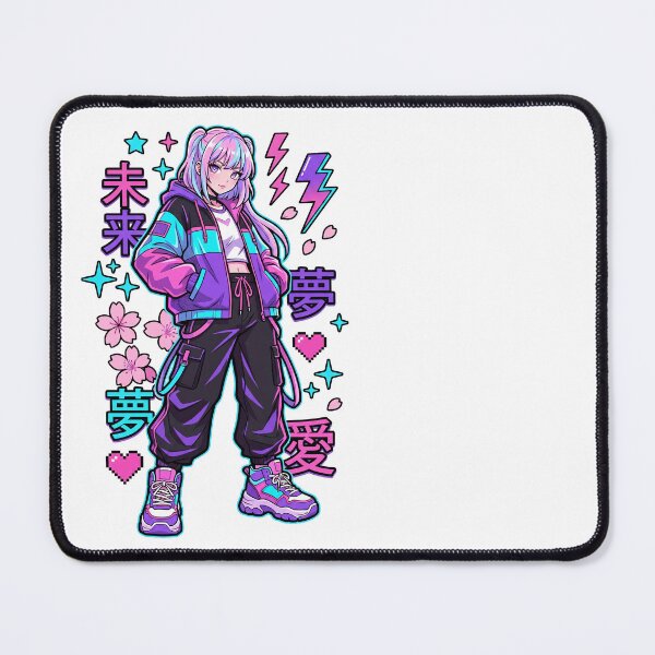 Item preview, Anime Girl Y2K Vaporwave Street Style Japanese Kanji designed and sold by Sovira Studio .