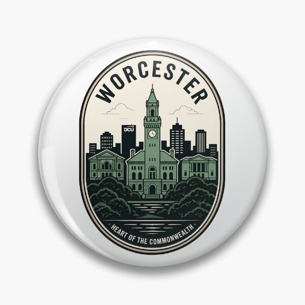 Item preview, Worcester Massachusetts Skyline Heart of the Commonwealth Badge designed and sold by k3rstman1.