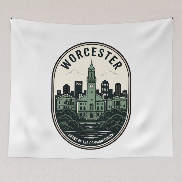 Item preview, Worcester Massachusetts Skyline Heart of the Commonwealth Badge designed and sold by k3rstman1.