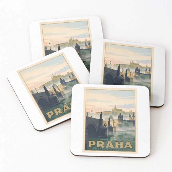 Item preview, Prague Czech Republic Vintage Travel Poster | Retro Bridge Cityscape Wall Art designed and sold by Ar0undTheW0rld.