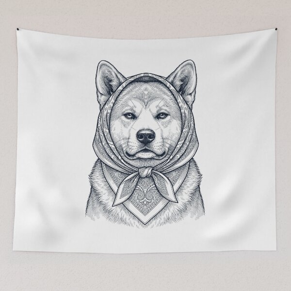 Artikelvorschau, Lustige Akita Babushka Hundemama entworfen und verkauft von DoodleTortle.