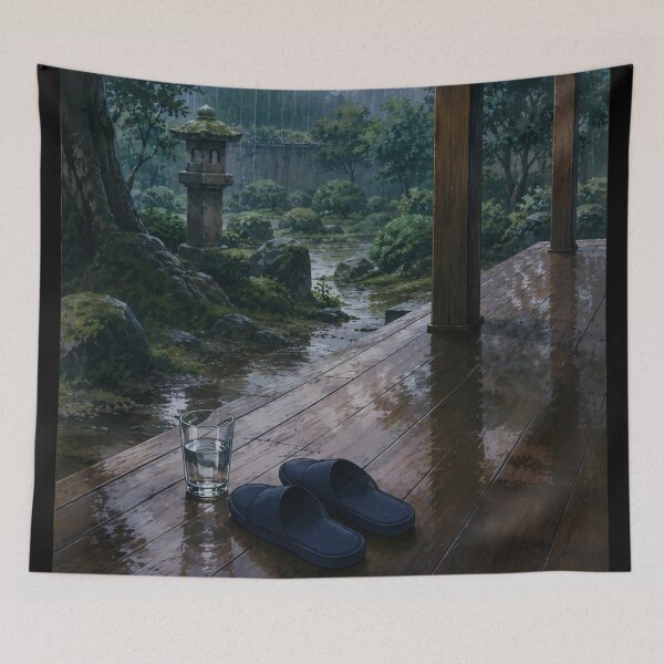 Item preview, Rainy Veranda - Japanese Lofi Aesthetic Art designed and sold by bapupa.