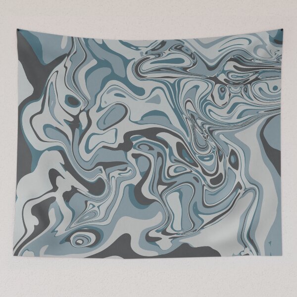 Item preview, Silver Blue Marble Abstract Art | Moody Fluid Swirl Design | Modern Neutral Aesthetic designed and sold by Zeddessay.