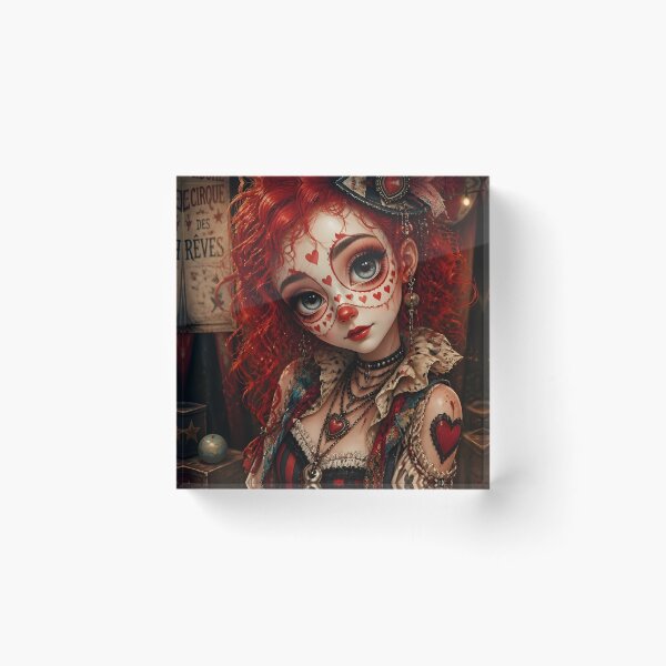 Item preview, Red Bohemian Circus Clown Girl designed and sold by sigmaartstudio.