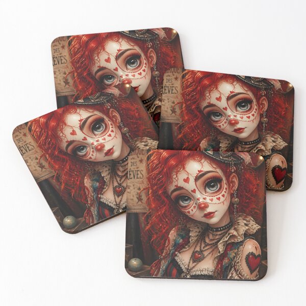 Item preview, Red Bohemian Circus Clown Girl designed and sold by sigmaartstudio.