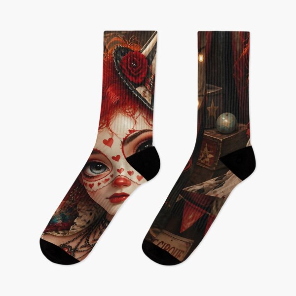 Item preview, Red Bohemian Circus Clown Girl designed and sold by sigmaartstudio.