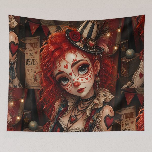 Item preview, Red Bohemian Circus Clown Girl designed and sold by sigmaartstudio.