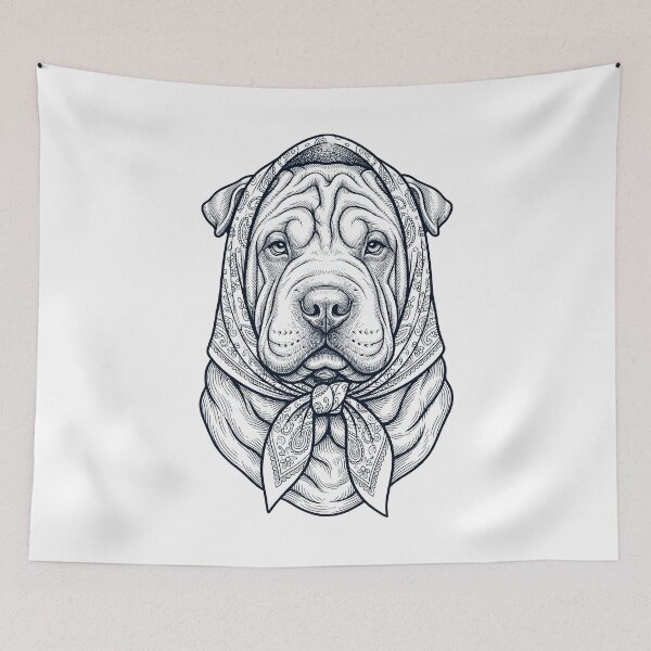 Item preview, Funny Chinese Shar Pei Babushka Dog Mom designed and sold by DoodleTortle.
