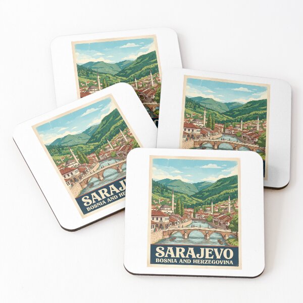 Item preview, Sarajevo Bosnia and Herzegovina Vintage Travel Poster | Retro River Valley Wall Art designed and sold by Ar0undTheW0rld.