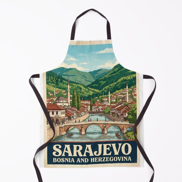 Item preview, Sarajevo Bosnia and Herzegovina Vintage Travel Poster | Retro River Valley Wall Art designed and sold by Ar0undTheW0rld.